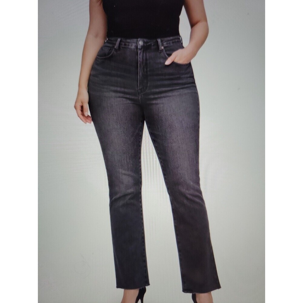 NWT Good American Good Boy Women’s Jeans Size 14/32 Straight High Rise Black